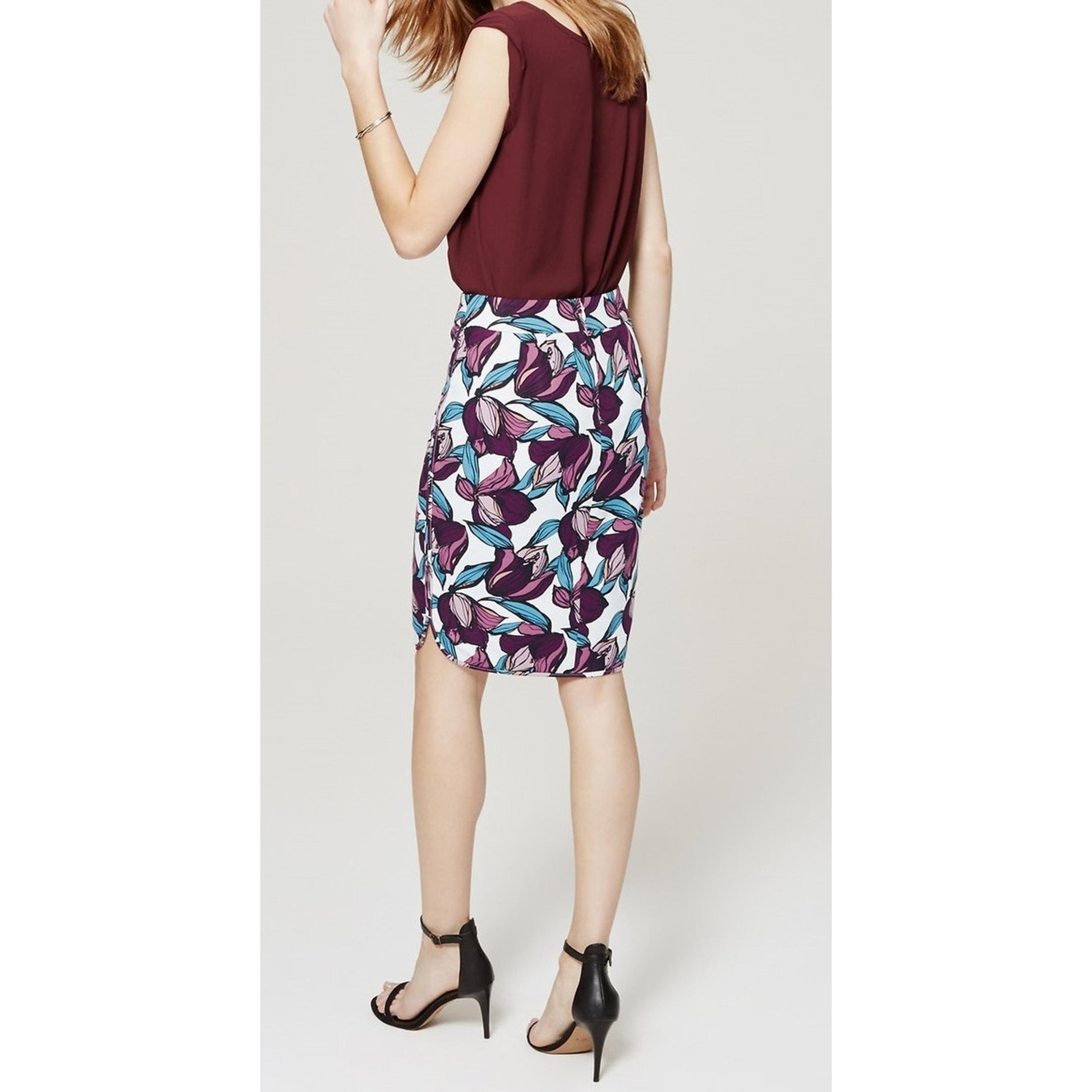 Ann Taylor LOFT Cotton Shirttail Hem Wild Orchid Pencil Skirt Career Plum Size 8