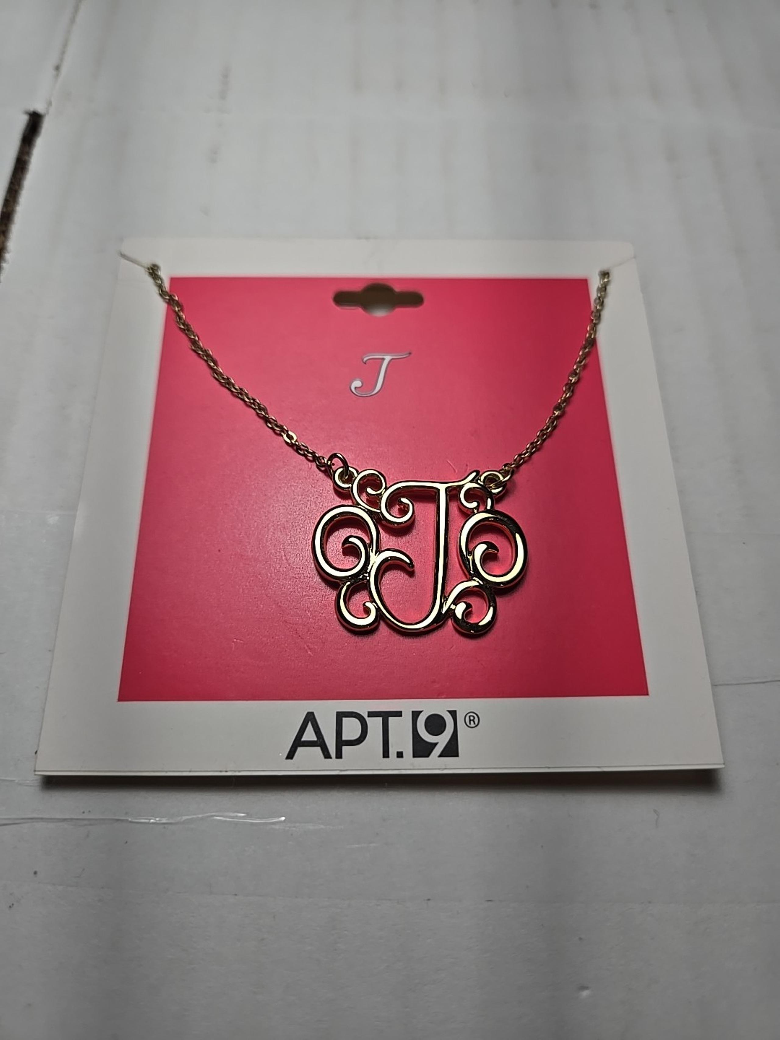 APT. 9 Initial Letter “J” Script Gold tone Necklace NWT NEW