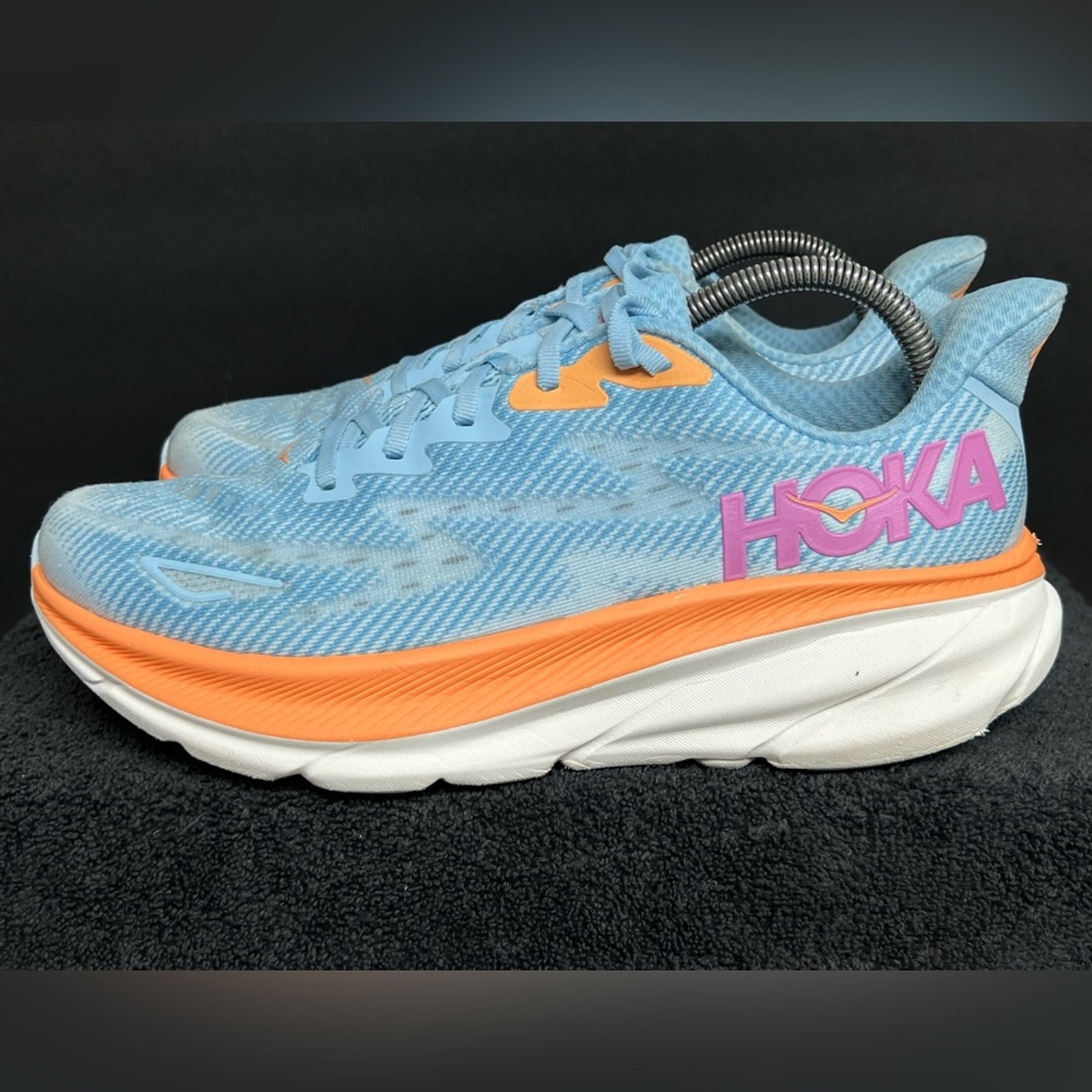 Hoka One One Womens Clifton 9 1127896 ABIW Blue Running Shoes Sneakers Size 10 B