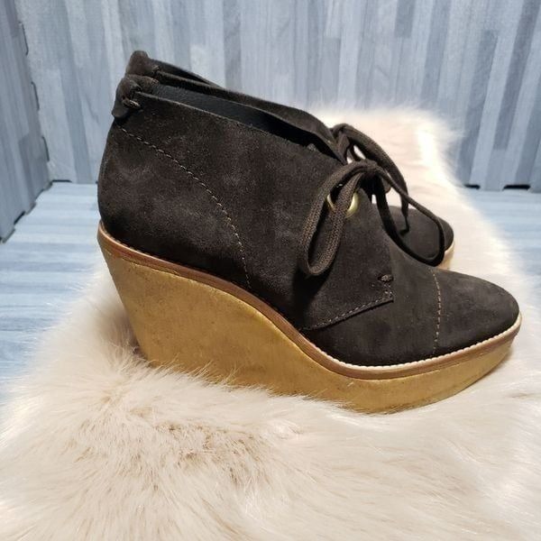Andrey stevens Brown Suede Wedge Booties