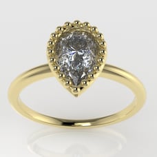 14K Engagement Ring with MOISSANITE, Style Pear with Miligrane