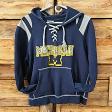 University Of Michigan Wolverines NCAA Navy Blue Hoodie By Pro Edge Jr XL / W M
