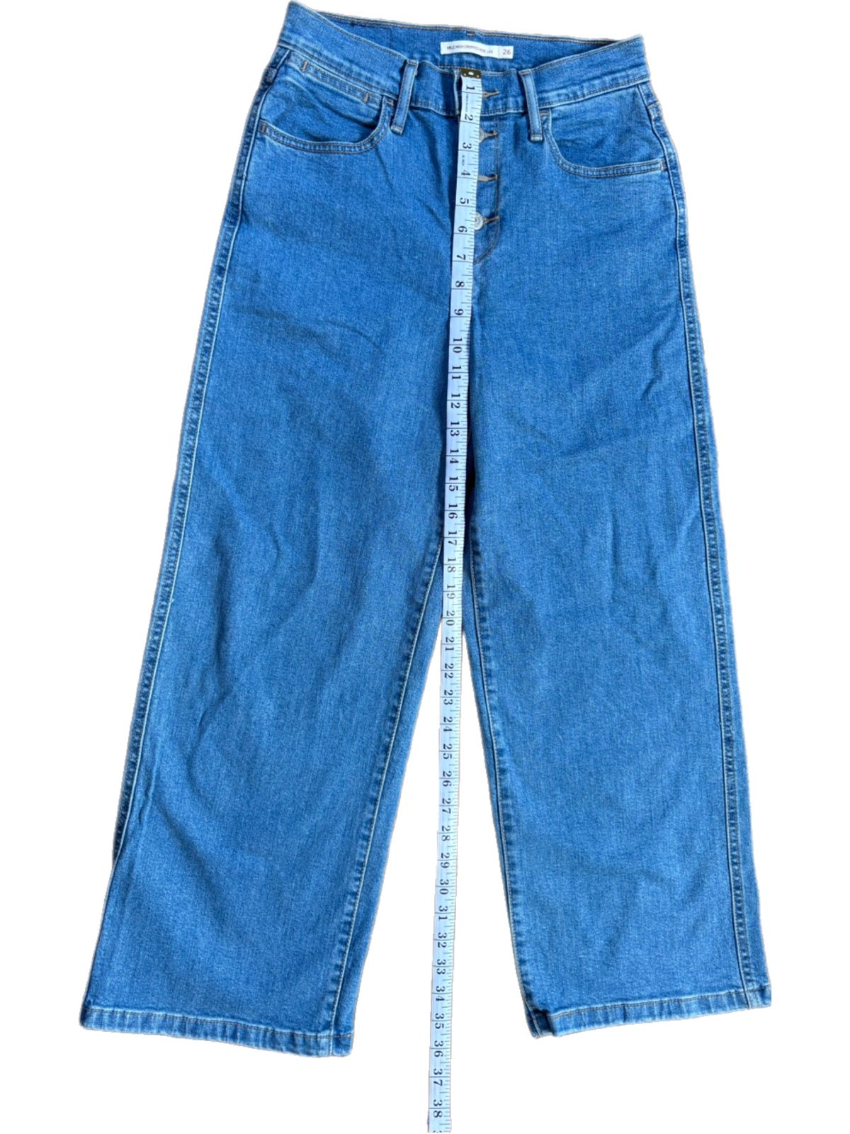 Women’s Levi’s Mile High Cropped Wide Leg Blue Jeans Size 26