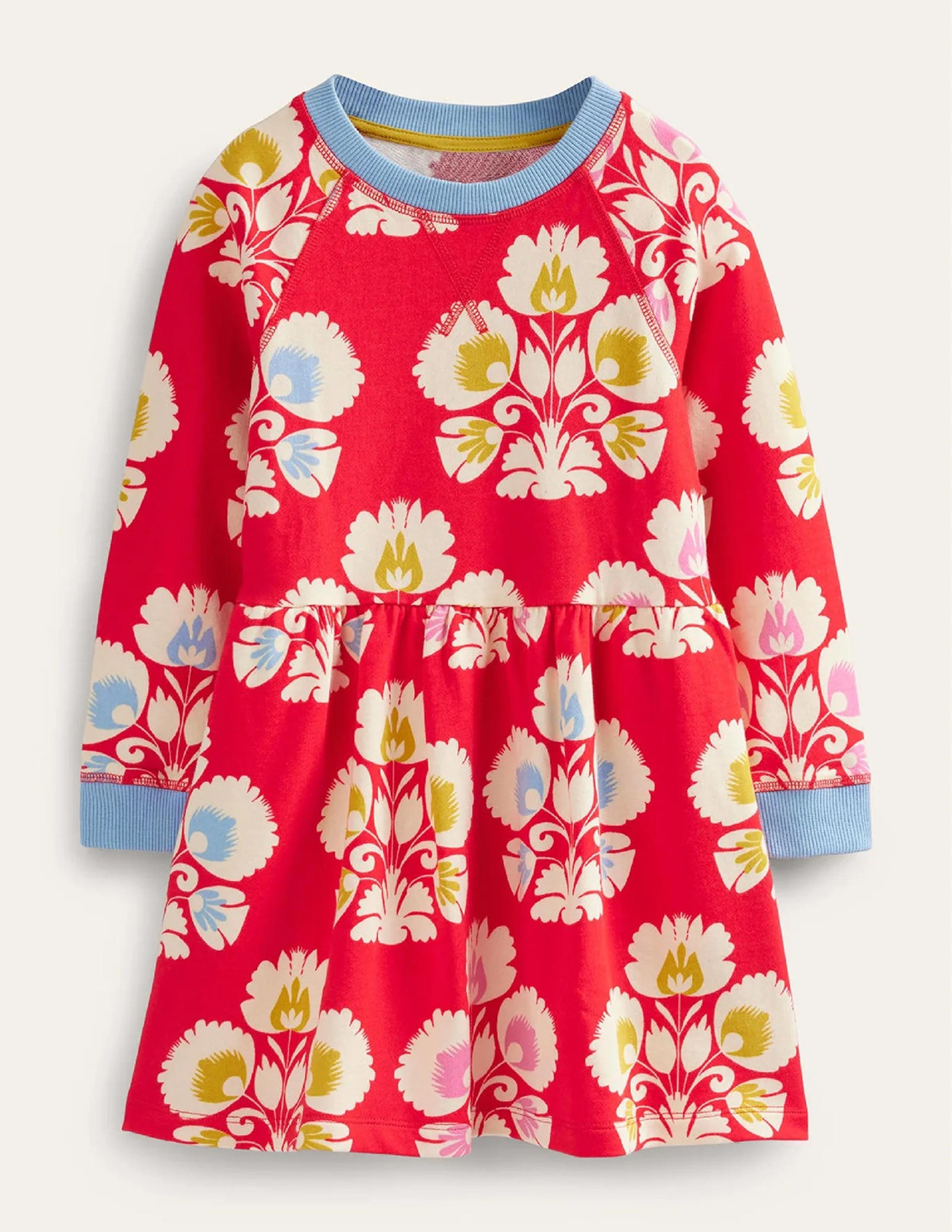 NWT Mini Boden Printed Sweatshirt Dress 7-8Y