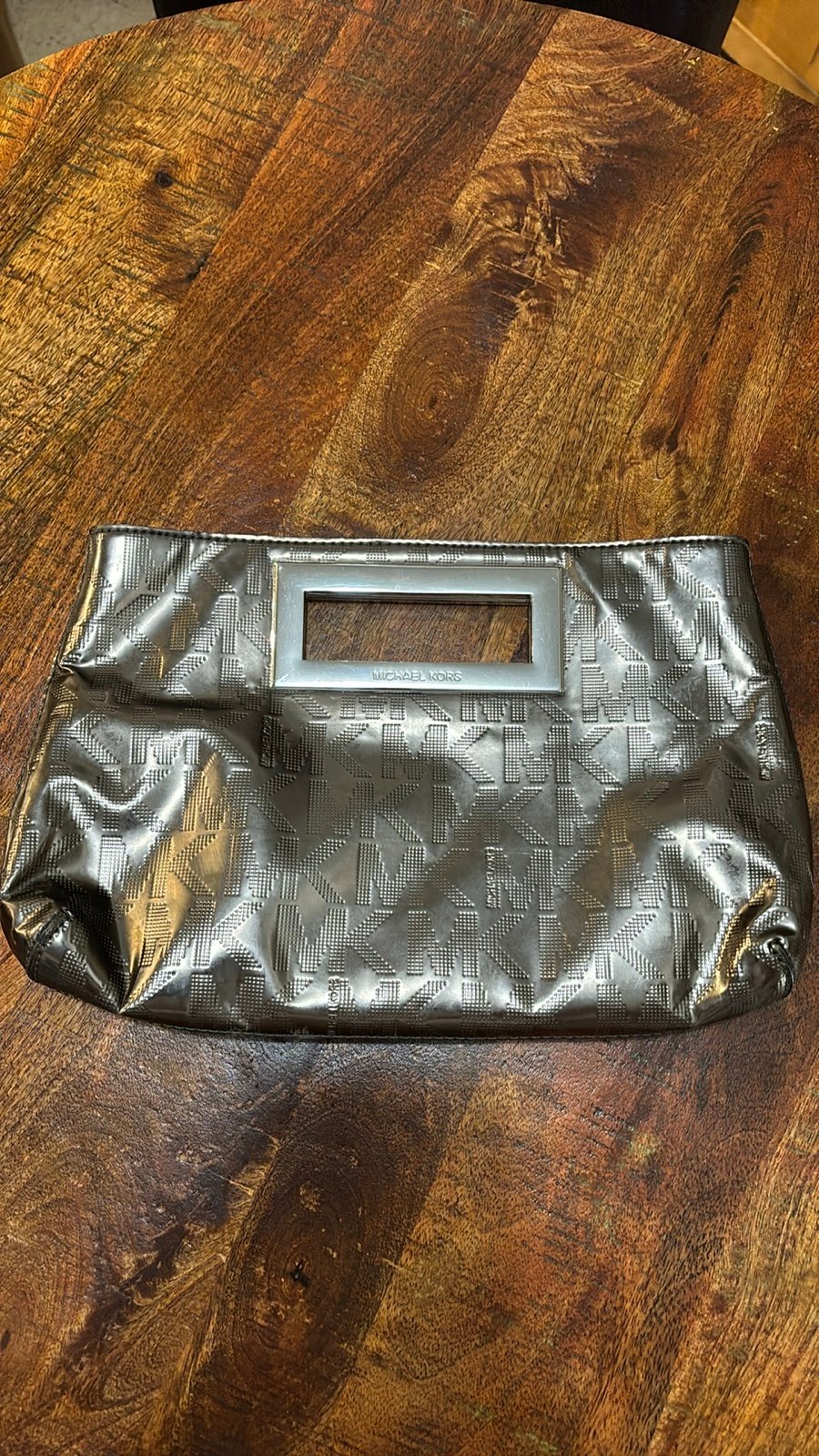 Michael Kors Nickel Monogram Berkeley Clutch