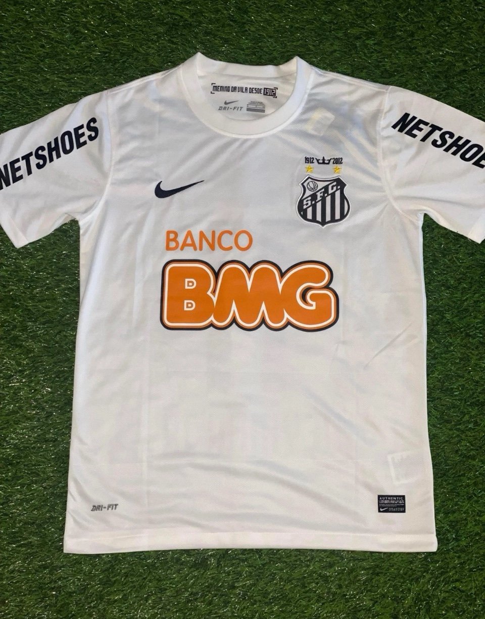 Neymar JR Santos 2012 White Retro Soccer Jersey Size Men’s 2XL