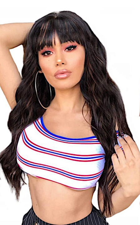 brown black highlighted wavy bang wig