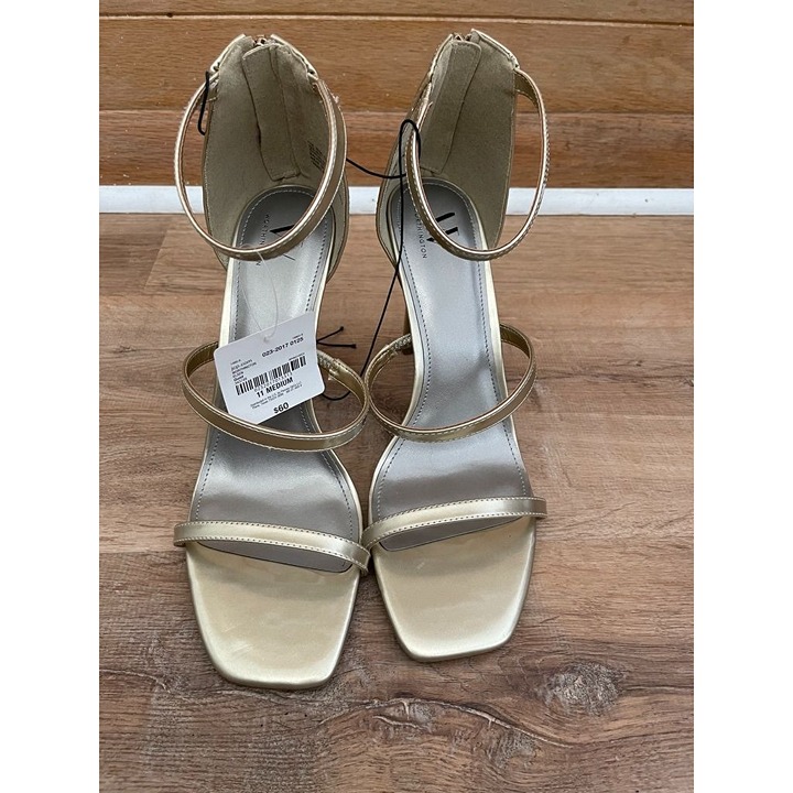 NWT Worthington Gold High Heel Sandals With Ankle Strap & Zipper Back - Size 11M