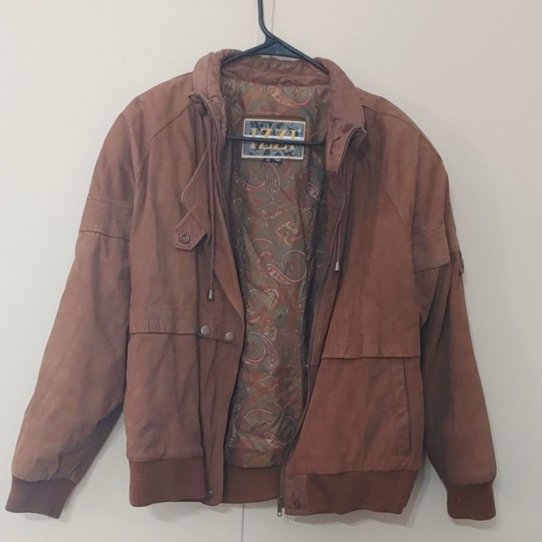 IZZI Unisex Bomber Jacket Vintage Brown Leather
