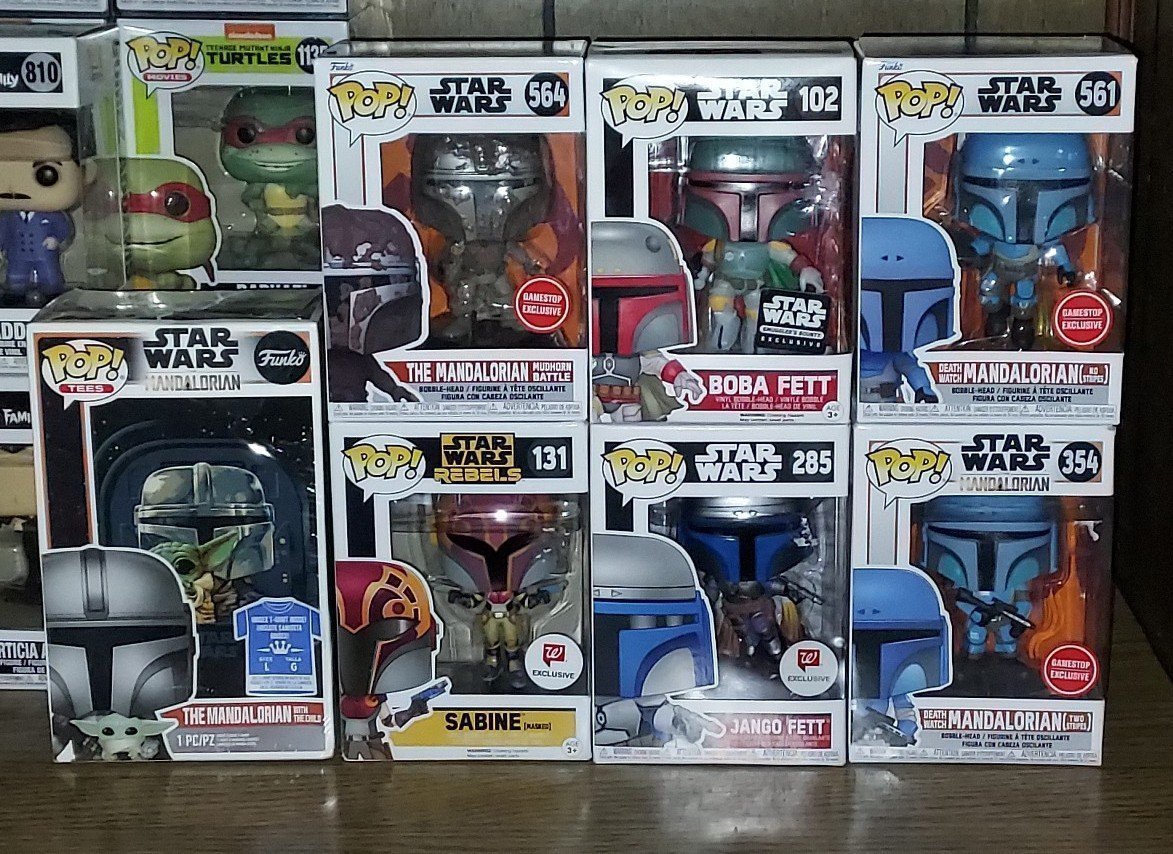 (x6) Starwars Mandalorian's Funko PoPs Bundle & PoP Tee !!