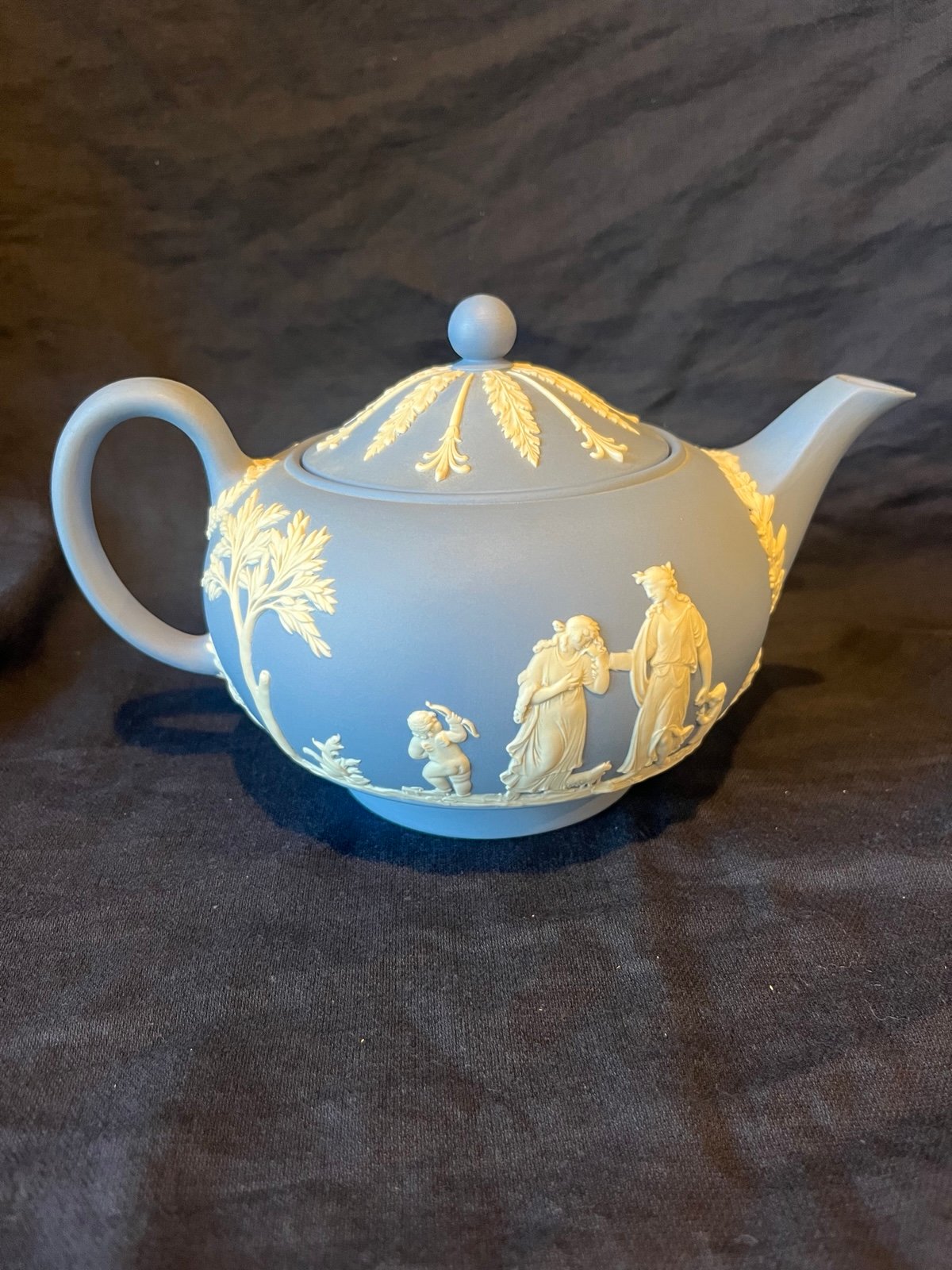 Vintage Wedgwood Jasperware Light Blue & White Teapot