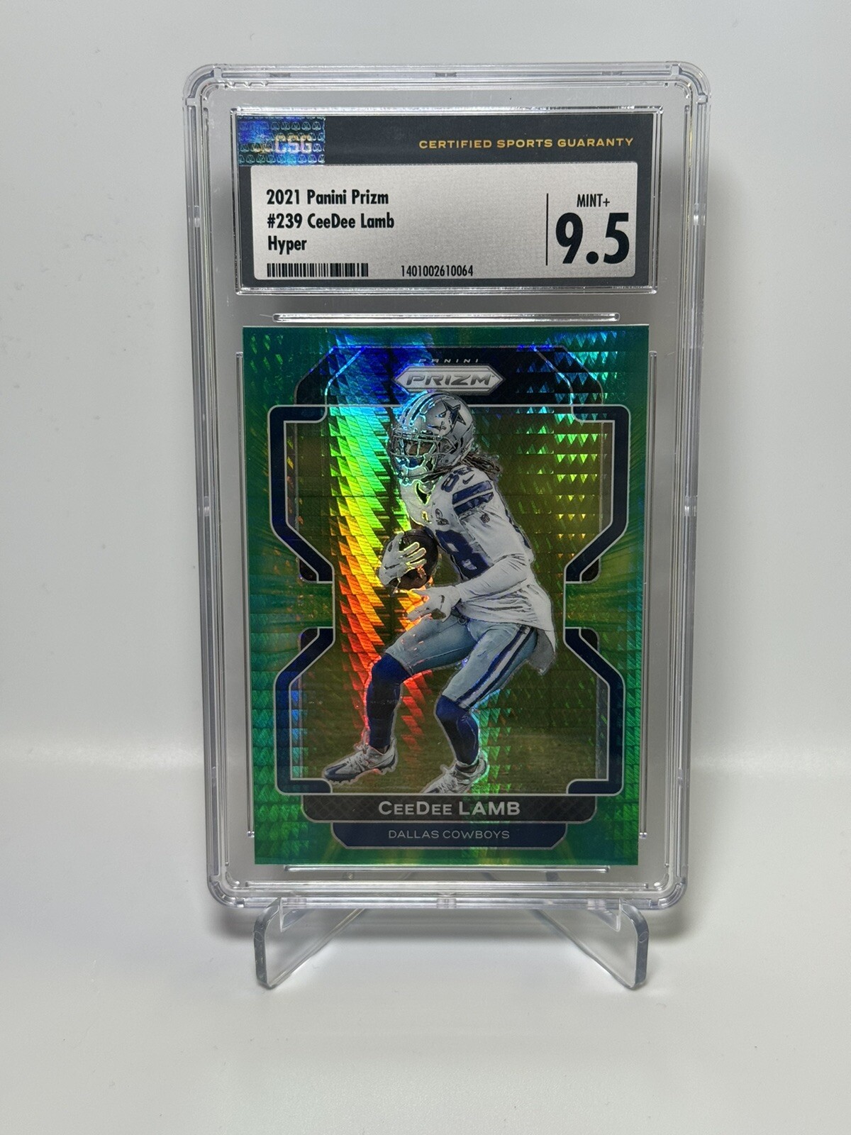2021 Panini Prizm - CeeDee Lamb - GREEN HYPER PRIZM SP /175 - Dallas Cowboys CSG