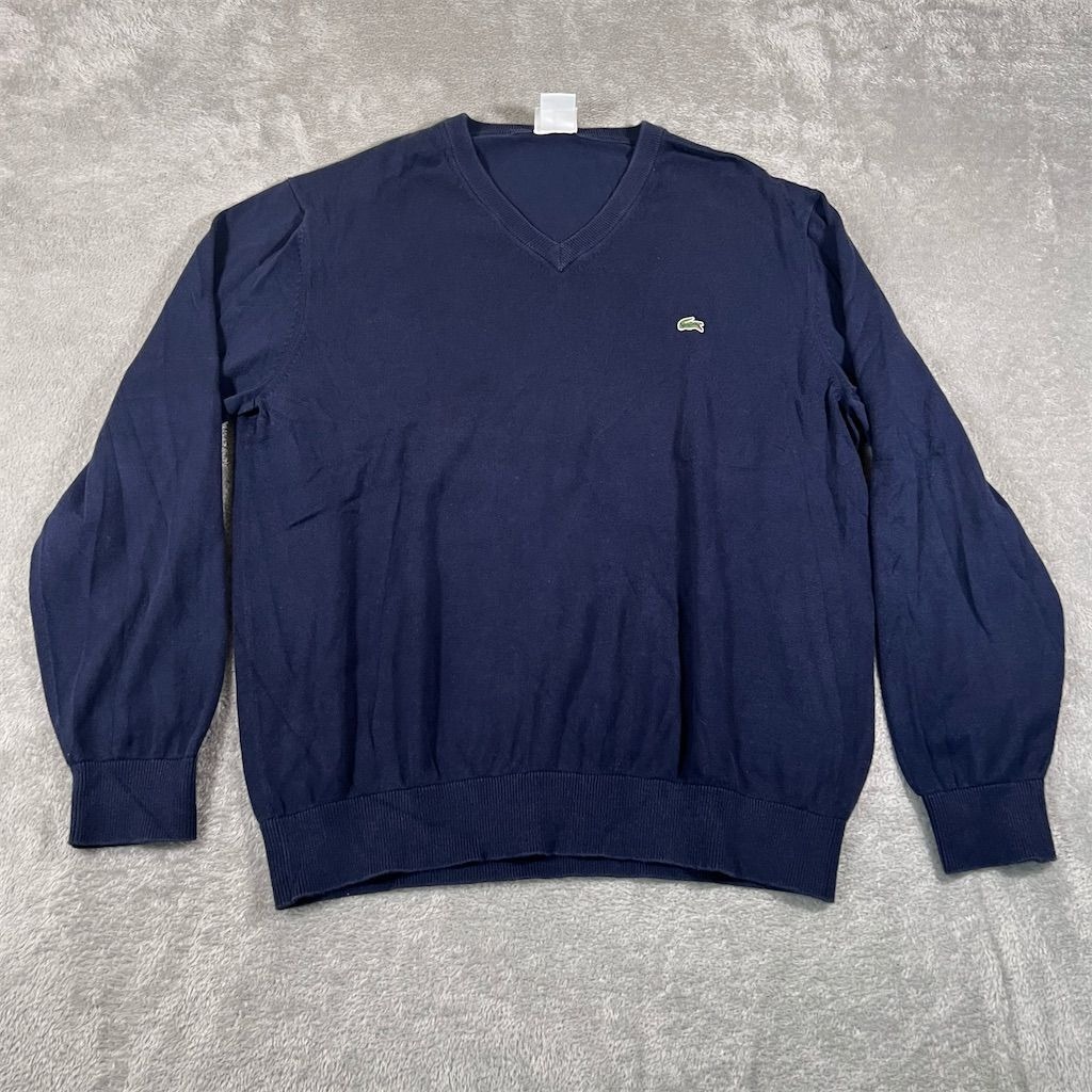Lacoste Pullover Sweatshirt Men's V-Neck Blue Size 5 Long Sleeve Classic Preppy