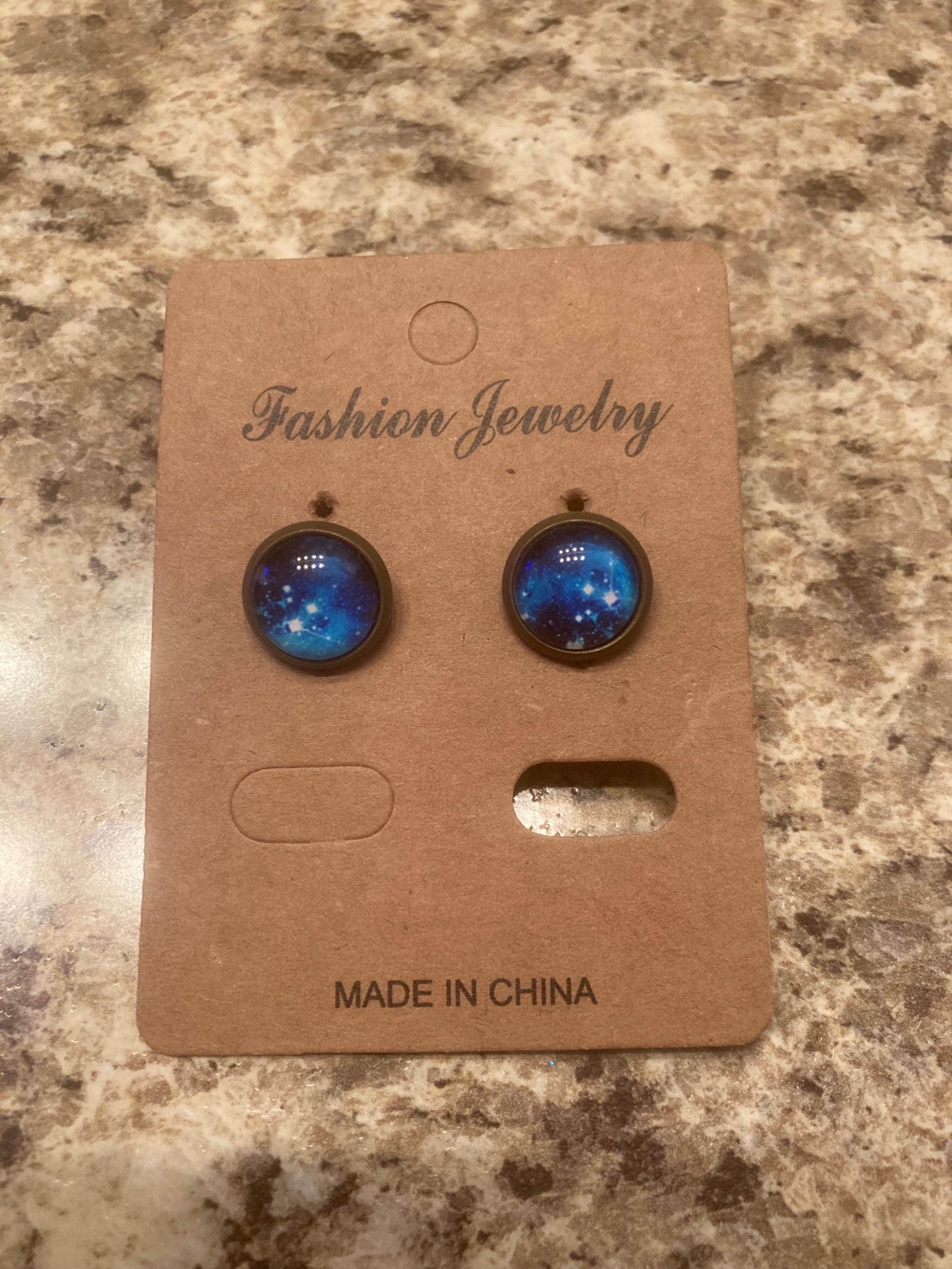 Blue galaxy stud earrings