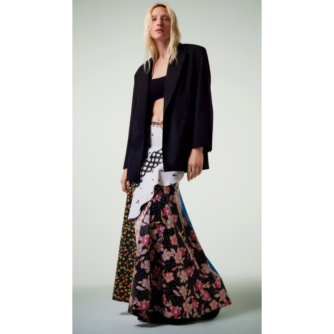 ZARA Woman's Printed Leather Patchwork Skirt Limited Edition Size XS