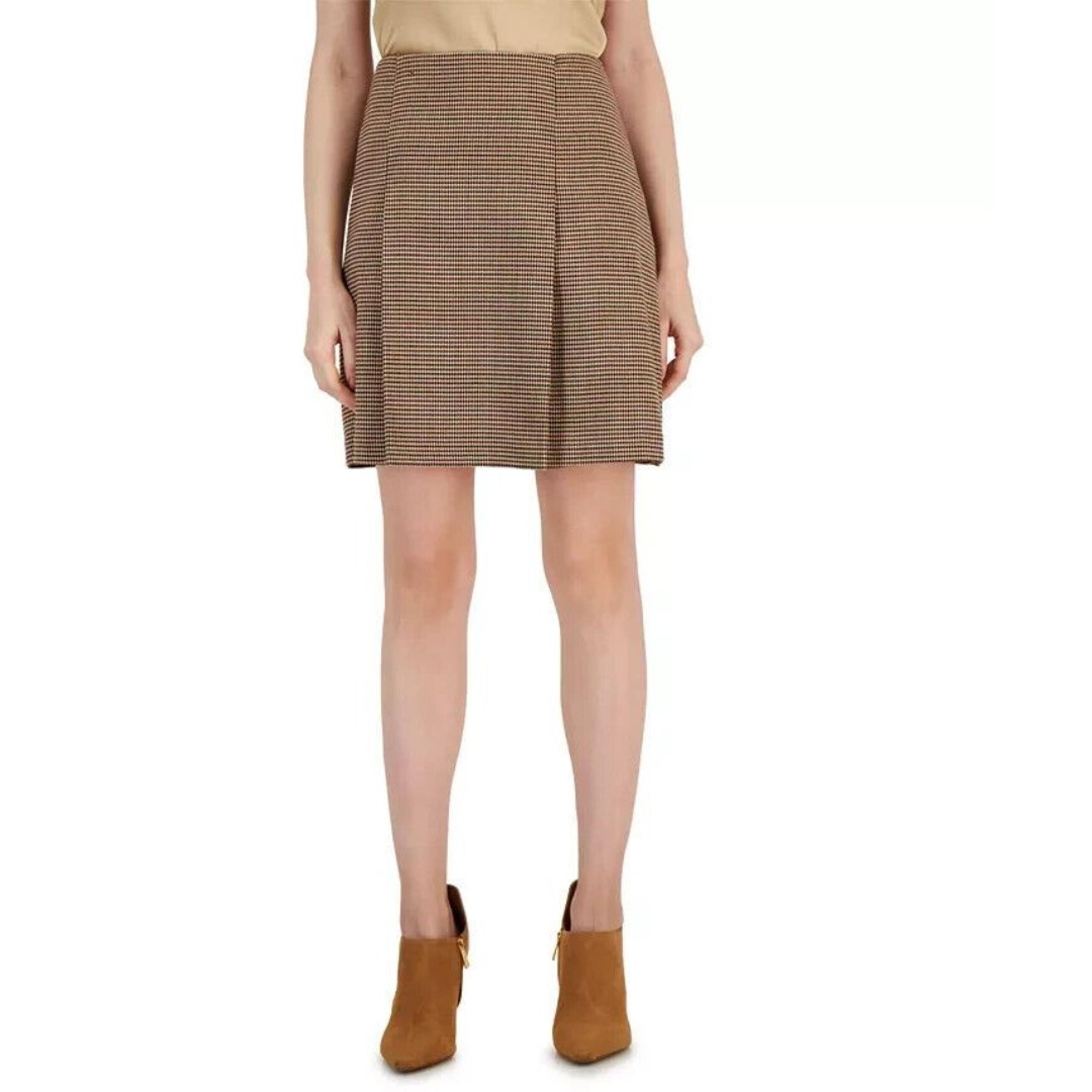 Tahari ASL Women's Pleated Houndstooth Mini Skirt Formal Casual Holidays Size 12