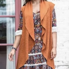 Women's Matilda Jane Run Through Vest Sweater Sleeveless Large Burnt Boho