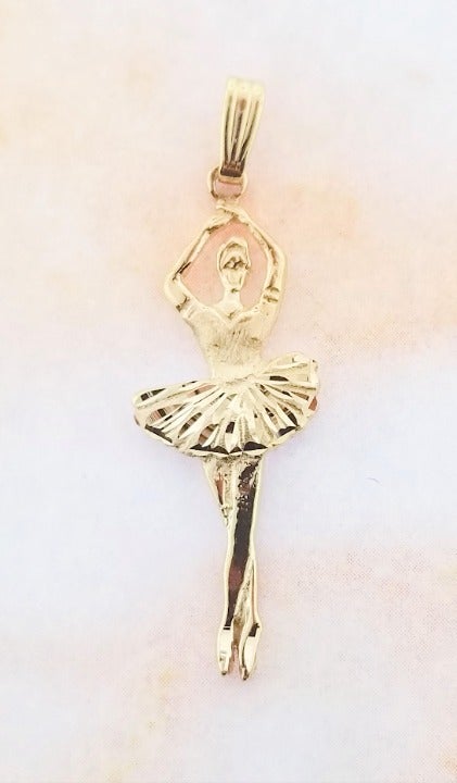 14k YG Diamond Cut Ballerina Charm