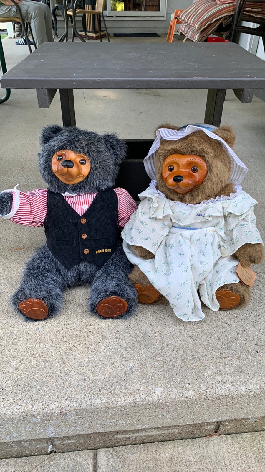 Vintage 1987 Raikes Bears Set of 2 Bears with Clothing