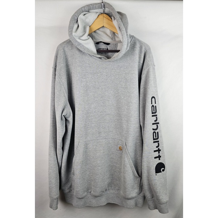 Carhartt Men's Hoodie Sweatshirt Size XL Gray Pullover Fleece Hooded Loose Fit
