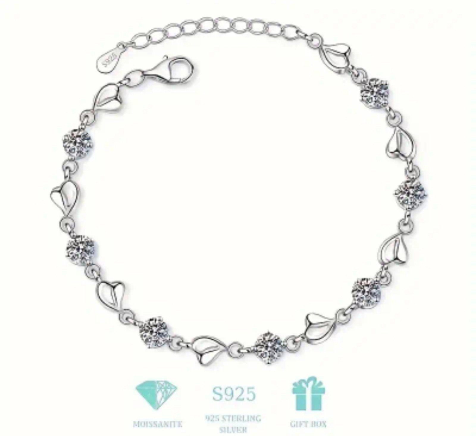 925 Sterling Silver 3.5 Carat Moissanite Bracelet - Elegant