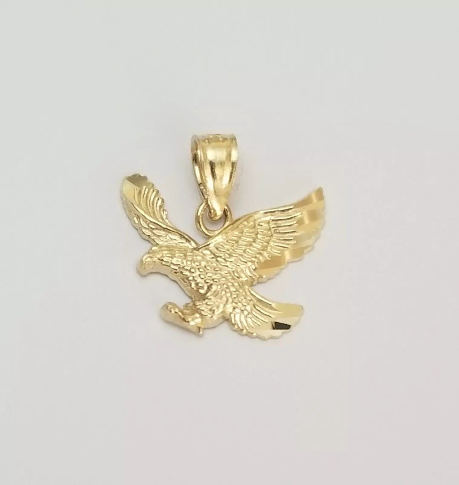 14K Solid Yellow Gold Small Eagle Charm Pendant- With Box