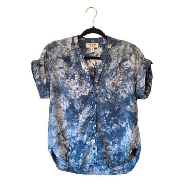 Cloth & Stone x Anthropologie Blue Tie-Dye Button-Up Shirt