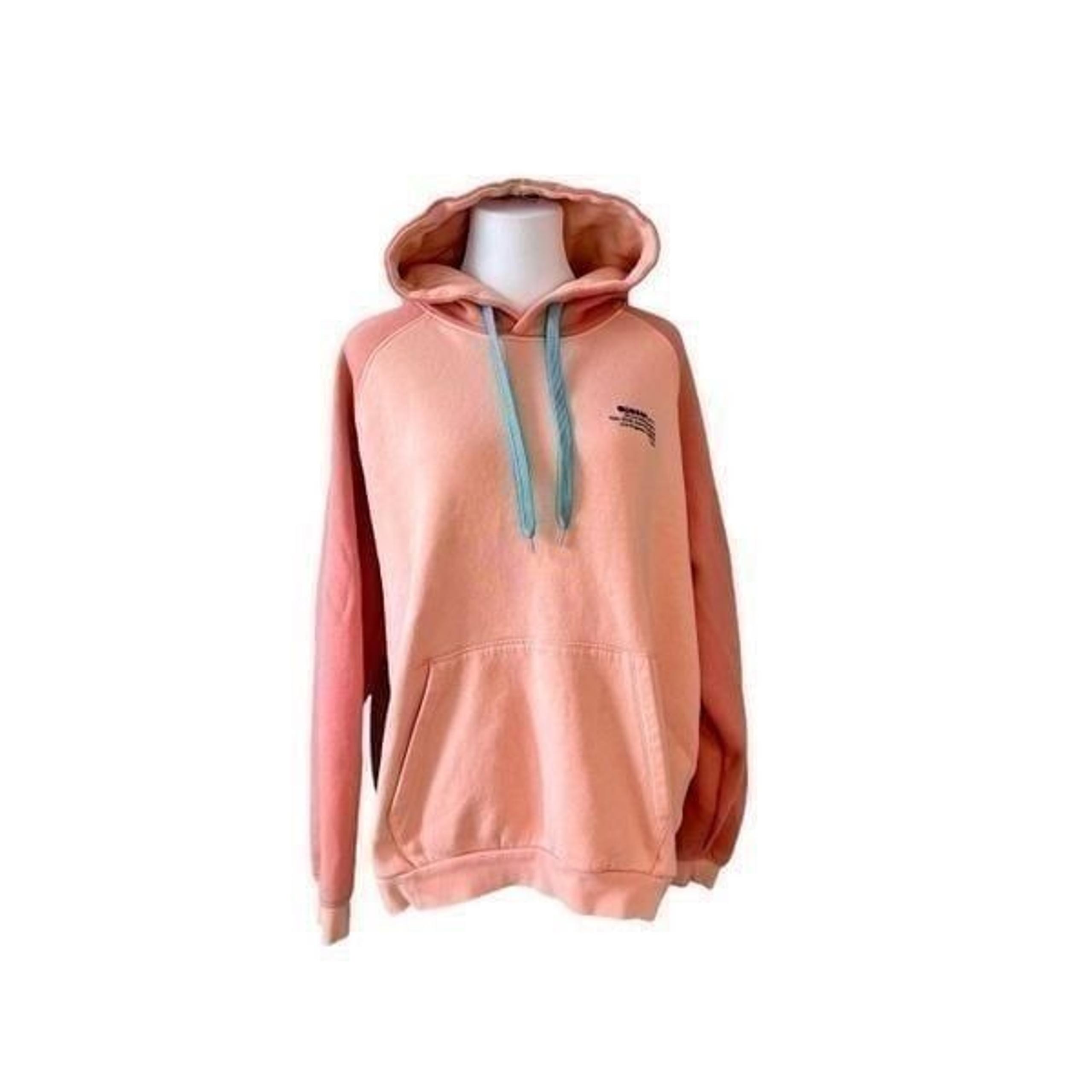 Guess Heavyweight Hooded Sweatshirt Hoodie Unisex Retails $118 Peach Colorblock