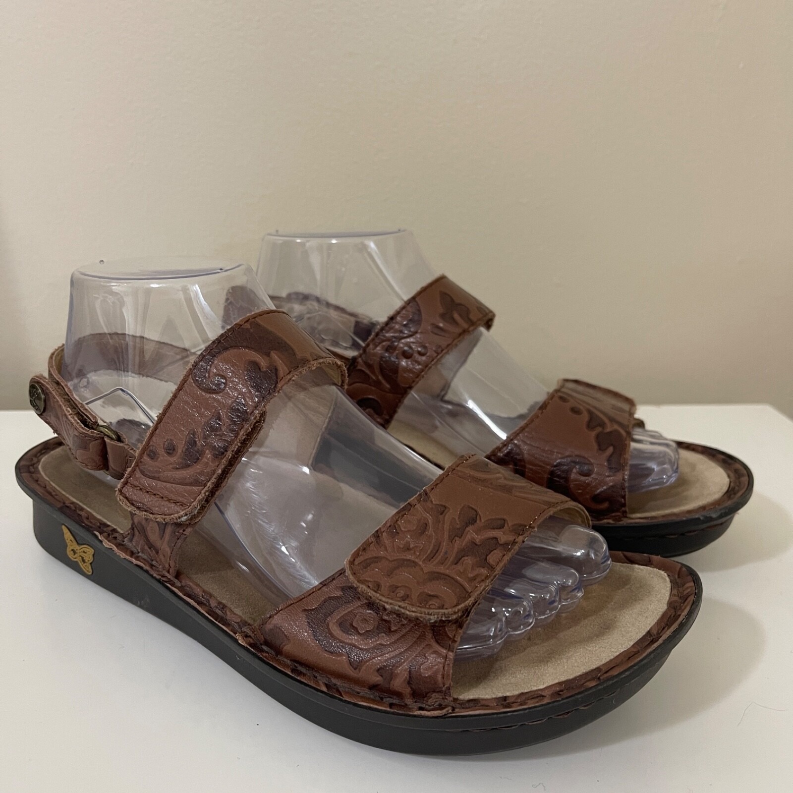Alegria Verona 38 / 8-8.5 Brown Leather Slingback Adjustable Comfort Sandals