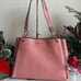 NWT Trisha Large Pebbled Leather Triple Gusset Shoulder Bag Primrose Light Pink