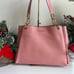 NWT Trisha Large Pebbled Leather Triple Gusset Shoulder Bag Primrose Light Pink