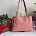 NWT Trisha Large Pebbled Leather Triple Gusset Shoulder Bag Primrose Light Pink