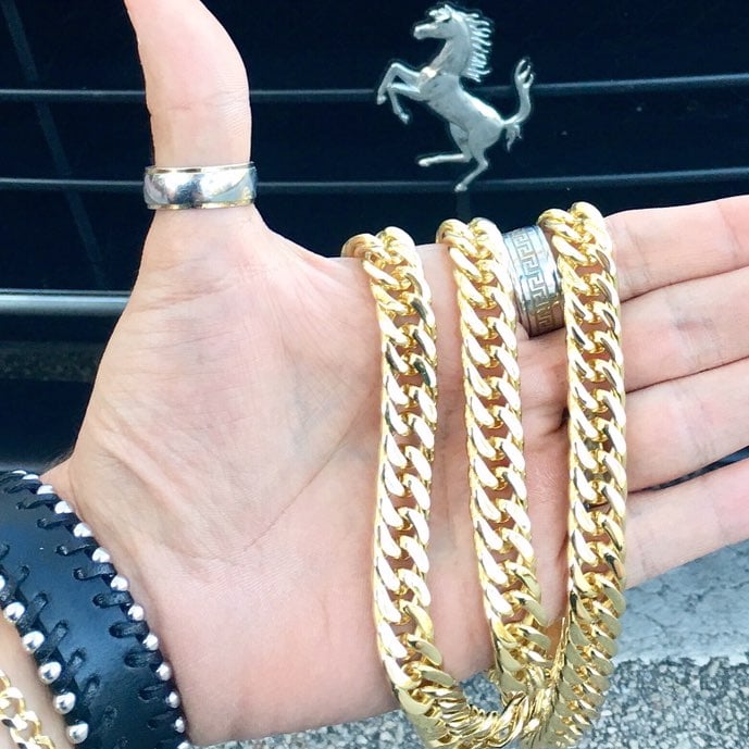 DOUBLE CUBAN LINK CHAIN 18K GOLD ITALY