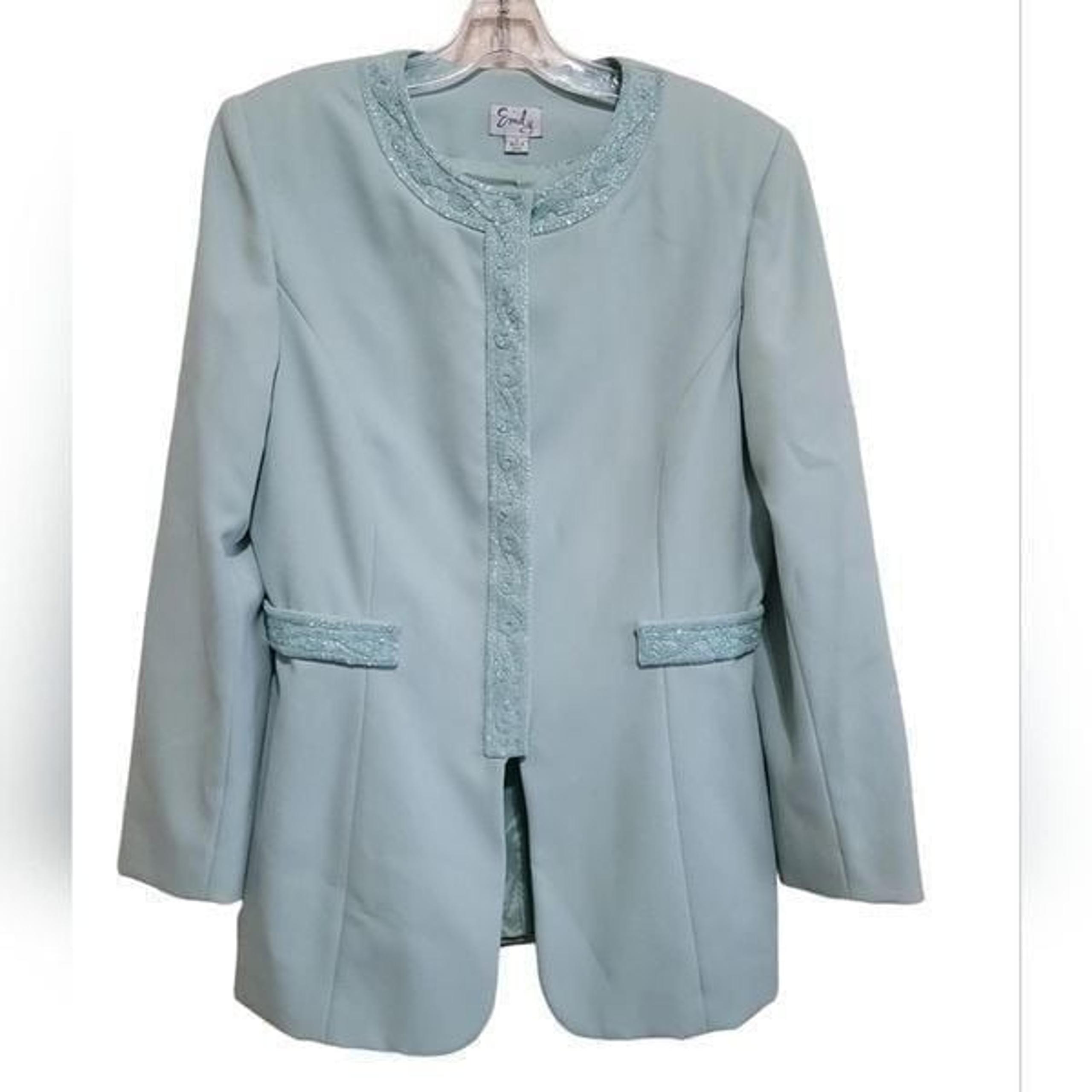 Emily Women's Mint Green Blazer Jacket with Sequins Design Sz 10