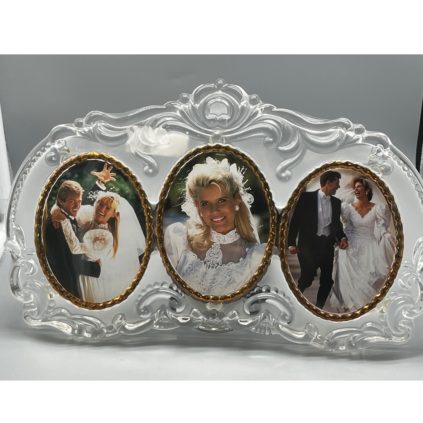 Mikasa Princess Gold Germany Crystal 3 Picture frame 13.25 wedding