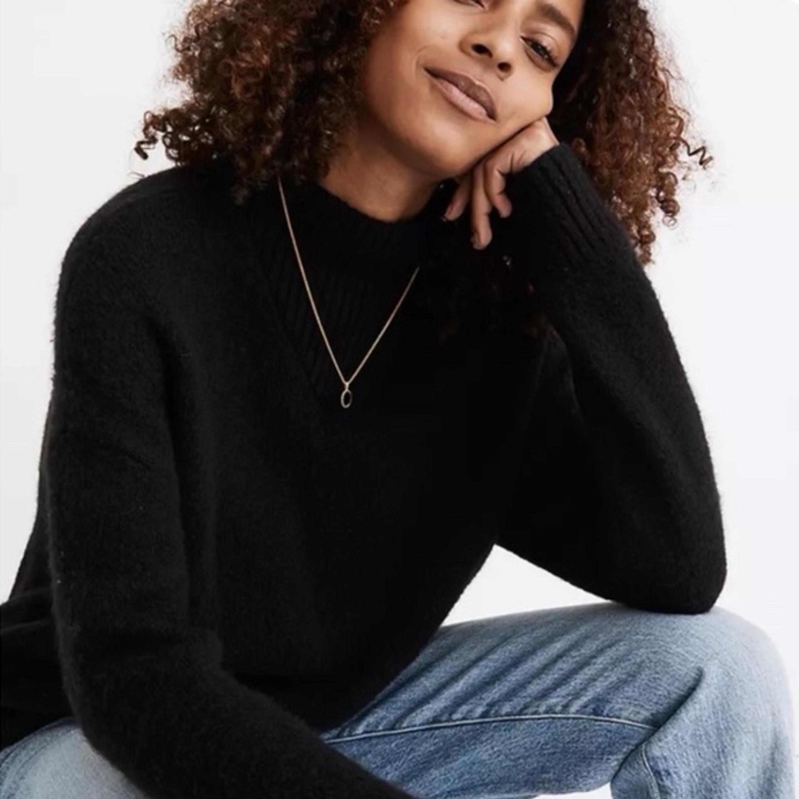 Madewell Dillon Mockneck Pullover Sweater Wool Black size Small
