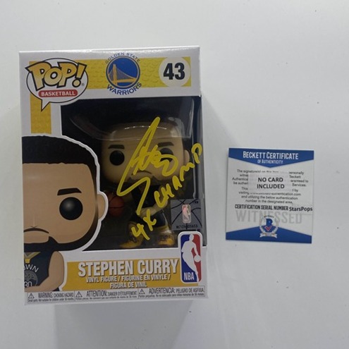Stephen Curry Signed/Inscribed Golden State Warriors Funko Pop BAS Witness