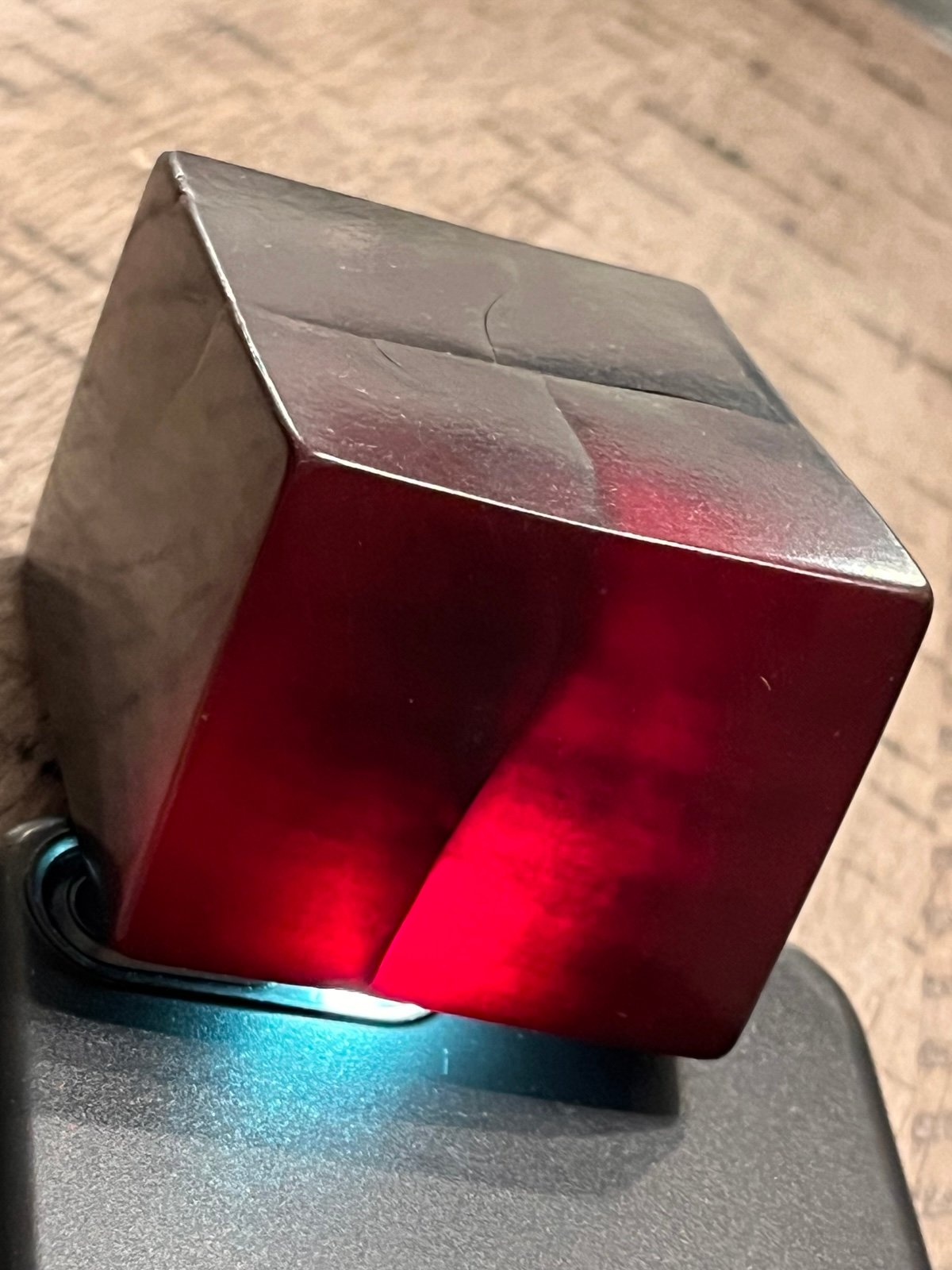 PRODUCTION FLAW Dark cherry chunky thick cube for dice or prayer bead 122923@