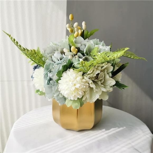 Artificial Flowers with Vase,Fake Peony Flowers in Vase,Faux Hydrangea