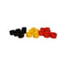 Set of Melamine Mid Century Napkin Rings. Made in Japan. Mustard, Black and Red.