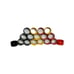 Set of Melamine Mid Century Napkin Rings. Made in Japan. Mustard, Black and Red.