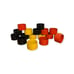 Set of Melamine Mid Century Napkin Rings. Made in Japan. Mustard, Black and Red.
