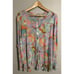 Logo Lori Goldstein Womens Top 2X Colorful Abstract Button Up Mesh Stretch Sheer