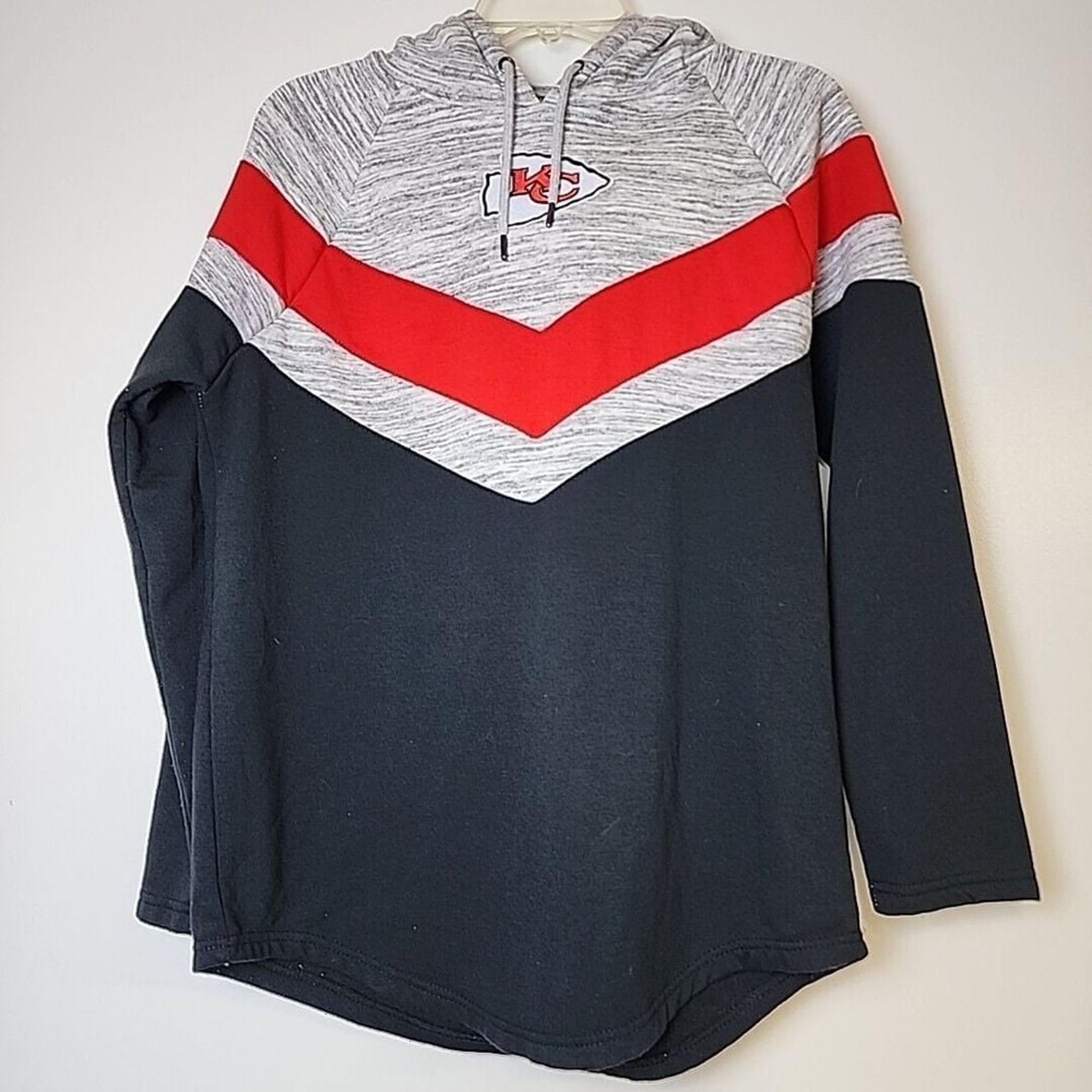NFL Team Apparel Kansas City Chiefs Sweatshirt Women's Medium Gray Black Hoodie