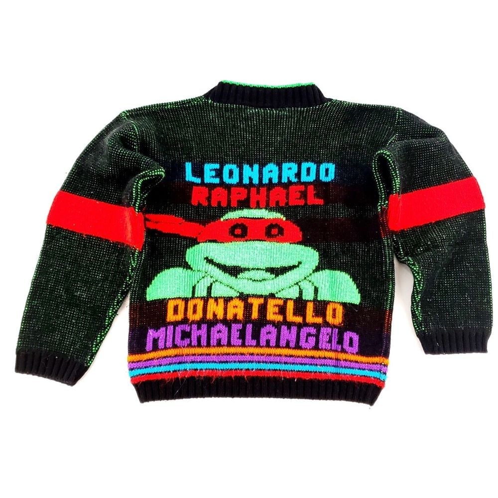 Vintage TMNT Ninja Turtles Knit Graphic Sweaters Kids Lot Of