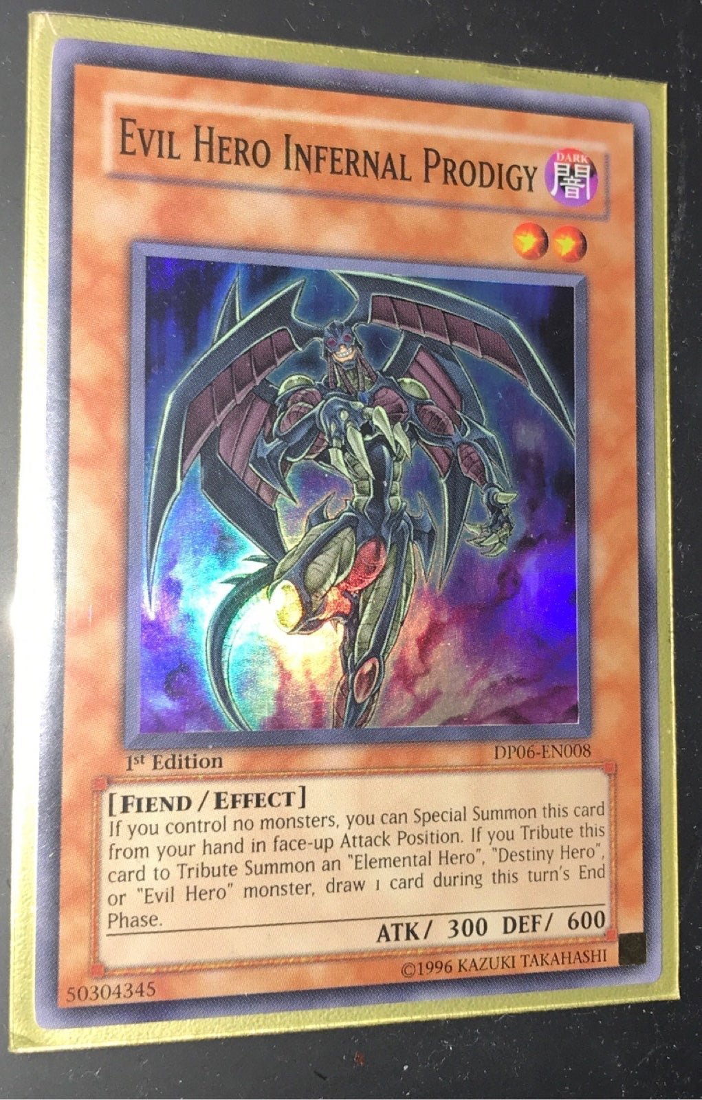 Yugioh Card Evil Hero infernal Prodigy 1st edition