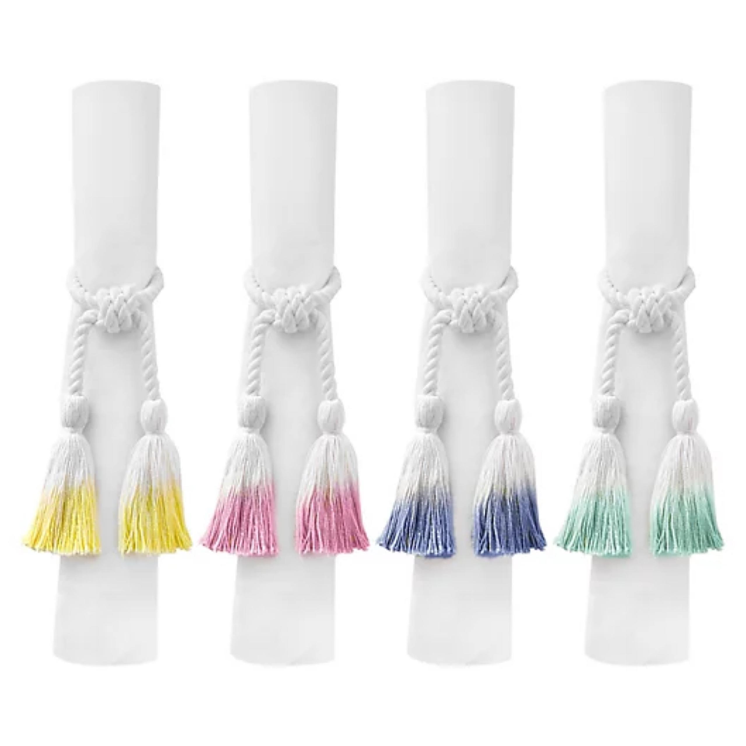 Set of 4 New Napkin Rings Holders Ombré Tassel