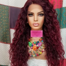Hawaiian burgundy wave lace wig