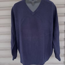 L.L. Bean Navy Blue VTG Shetland Knit Wool Pullover Sweater Shirt Mens Sz L