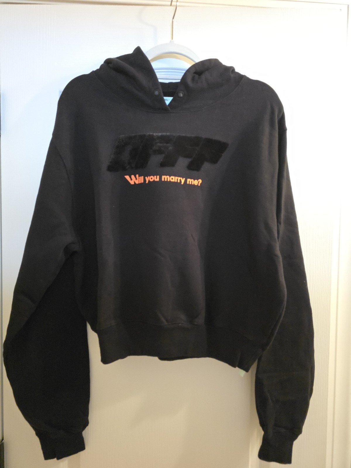 Off-White Will You Marry Me Hoodie Med- Black - New, Never Worn - MSRP 735